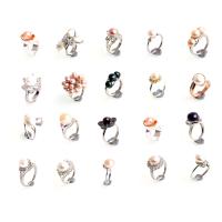 Sladkovodní Pearl prst prsten, perla, s Nerez, pro ženy, smíšené barvy, 18mm, 10PC/Bag, Prodáno By Bag