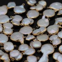 Perła naturalna słodkowodna Łącznik, ze Mosiądz, Platerowane w kolorze złota, Naturalne & biżuteria moda & DIY, 10x18-12x25mm, sprzedane przez PC