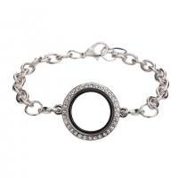 Floating Locket Bracelet Zinc Alloy with Glass Round plated Adjustable & Unisex & with rhinestone Length 23 cm Sold By PC