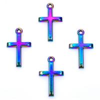 Tibetan Style Cross Pendants, plated, DIY, multi-colored, 24x14mm, Length:45 cm, Sold By PC
