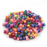 Akril nakit Beads, Trg, serija izraza lica & možete DIY, više boja za izbor, 6x6x6mm, 100računala/Torba, Prodano By Torba