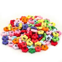 Perles acrylique alphabet, fleur, DIY & avec le motif de lettre, plus de couleurs à choisir, 11.50x4.50mm, 100PC/sac, Vendu par sac