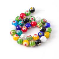 Millefiori Scheibe Lampwork Perlen, rund, DIY, gemischte Farben, verkauft per 35 cm Strang