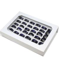ROSTFRITT STÅL ring Set, finger ring, Unisex, blandade färger, 8mm, 36PC/Box, Säljs av Box