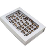 acciaio inox Set di anelli, anello dito, unisex, dorato, 8mm, 36PC/scatola, Venduto da scatola