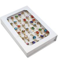 Stal nierdzewna Zestaw pierścień, Pierścień, dla kobiety & z kamieniem, mieszane kolory, 4mm, 36komputery/Box, sprzedane przez Box