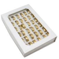 acciaio inox Set di anelli, anello dito, unisex, dorato, 8mm, 36PC/scatola, Venduto da scatola