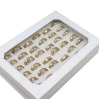 aço inoxidável anel Set, Anel de dedo, unissex, dourado, 8mm, 36PCs/box, vendido por box