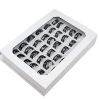 Edelstahl Ring Set, Fingerring, unisex, metallschwarze Farbe, 6mm, 36PCs/Box, verkauft von Box