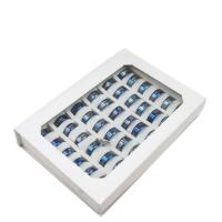 Από ανοξείδωτο χάλυβα Ring Set, παράμεσου, για άνδρες και γυναίκες, μπλε, 8mm, 36PCs/Box, Sold Με Box