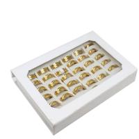Edelstahl Ring Set, Fingerring, unisex, goldfarben, 8mm, 36PCs/Box, verkauft von Box