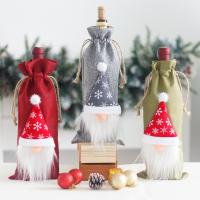 Toile de lin Couvercle de bouteille de vin, avec Chanvre, Anti-poussière & Conception de Noël, plus de couleurs à choisir, Vendu par PC