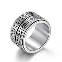 Titanium Steel Finger Ring Dice rotatable & for woman original color 14mm US Ring Sold By PC
