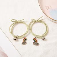 Friendship Bracelet Zinc Alloy with Rubber Band Rainbow plated 2 pieces & for woman & enamel Inner Approx 70mm Sold By Set