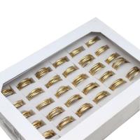 Ruostumaton teräs sormen sormus, Unisex, kultainen, 2mm, 36PC/laatikko, Myymät laatikko
