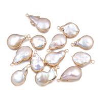 Ciondoli perle d'acqua dolci, perla d'acquadolce coltivata naturalmente, with ottone, placcato color oro, Naturale & gioielli di moda & DIY, 13x22-14x27mm, Venduto da PC