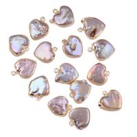 Sladkovodní Pearl Přívěsky, s Mosaz, Srdce, barva pozlacený, Přírodní & módní šperky & DIY, 15x15mm, Prodáno By PC