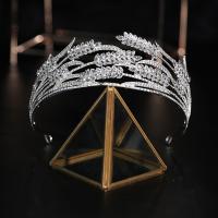 Bridal Tiaras Zinc Alloy Crown silver color plated with rhinestone Sold By PC