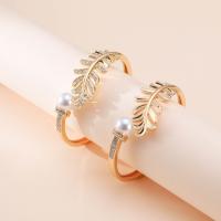 Zinc Alloy Bangle with Plastic Pearl plated fashion jewelry & for woman & with rhinestone Sold By PC