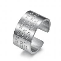 Titanium Steel Cuff Finger Ring plated Unisex & with letter pattern 12mm US Ring Sold By PC