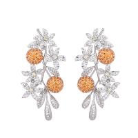 Cubic Zirconia Micro Pave Brass Earring Fruit plated micro pave cubic zirconia & for woman nickel lead & cadmium free Sold By Pair