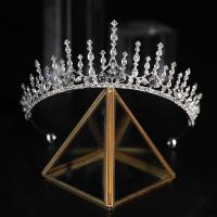 Bridal Tiaras Zinc Alloy Crown silver color plated with rhinestone Sold By PC