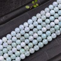 Jadeit Perlen, rund, DIY, blau, verkauft per 38 cm Strang
