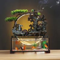 Resin Aquarium Fountain Ornament, plated, for home and office & durable & with LED light, 450x550x210mm, Sold By PC