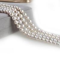 Baroko Kultūringas gėlavandenių perlų karoliukai, Gėlo vandens perlų, Ašara, Pasidaryk pats, baltas, 7-8mm, 37kompiuteriai/Strand, Parduota už 40 cm Strand