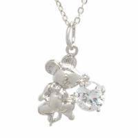 Rhinestone Brass Pendants Mouse silver color plated with rhinestone Sold By PC