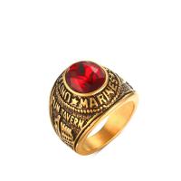 Stal nierdzewna Rhinestone Ring Finger, Platerowane w kolorze złota, różnej wielkości do wyboru & dla człowieka & z kamieniem, 21mm, sprzedane przez PC