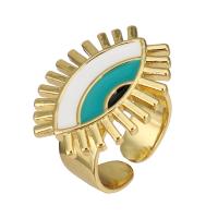 Brass Cuff Finger Ring Eye gold color plated Adjustable & enamel US Ring Sold By Lot