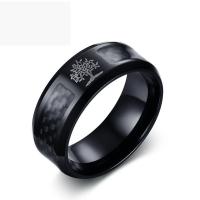 Stainless Steel Finger Ring with Carbon Fibre polished & for man black 8mm Sold By PC