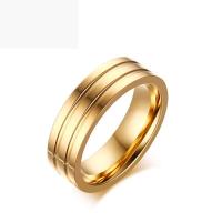 Nerūdijančio plieno pirštų žiedas, Nerūdijantis plienas, aukso spalva padengtas, skirtingo dydžio pasirinkimo & moters, 6mm, Pardavė PC