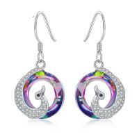 Crystal Earrings Brass with Crystal plated micro pave cubic zirconia & for woman mixed colors Sold By Pair