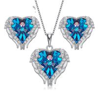 Crystal Jewelry Sets Stud Earring & pendant 925 Sterling Silver with Crystal Heart for woman & with rhinestone Sold By Set