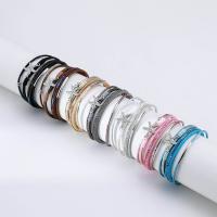PU Leather Cord Bracelets with Zinc Alloy fashion jewelry & for woman & with rhinestone 12mm Length 7.79 Inch Sold By PC