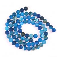 Perles agates effloresces naturelles , agate effleurant, Rond, poli, DIY, bleu, Vendu par 38 cm brin