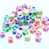 Acrylic Jewelry Beads, Square, DIY & fluorescent, mixed colors, 7x7mm, Sold By G
