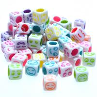 Acrylic Jewelry Beads Square injection moulding facial expression series & DIY mixed colors Sold By Bag