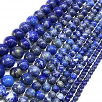 Naturalnego Lapis Lazuli bransoletki, Koło, obyty, DIY, niebieski, sprzedawane na 38 cm Strand