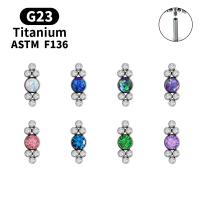 Titanium Steel Fake Plug, with Opal, different size for choice & micro pave cubic zirconia & for woman, more colors for choice, Sold By PC