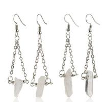 Natural Quartz Earrings Zinc Alloy with Clear Quartz platinum color plated for woman nickel lead & cadmium free Sold By Pair