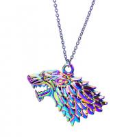 Zinc Alloy Animal Pendants Wolf colorful plated fashion jewelry multi-colored Length 45 cm Sold By PC