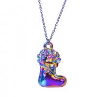 Zinc Alloy Christmas Pendants Christmas Sock colorful plated fashion jewelry multi-colored Length 45 cm Sold By PC