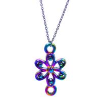 زهرة سبائك الزنك موصل, الملونة مطلي, مجوهرات الموضة, متعددة الألوان, 11x2x18mm, طول 45 سم, تباع بواسطة PC