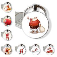 Zinc Alloy klíč spony, Zinek, s Sklo, Vánoční design & různé barvy a vzor pro výběr & Doba gem šperky & pro ženy, 25mm, Prodáno By PC
