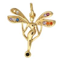 Cubic Zirconia Micro Pave Brass Pendant Fairy gold color plated micro pave cubic zirconia Approx 3mm Sold By Lot