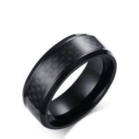 Stainless Steel Finger Ring with Carbon Fibre polished & for man 8mm Sold By PC