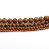 Perles en verre aventuriné, pierre d'or, Rond, DIY, orange rougeâtre, Vendu par 38 cm brin